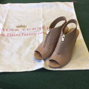 Elaine Turner Peep Toe Zipper Sling Back Heels